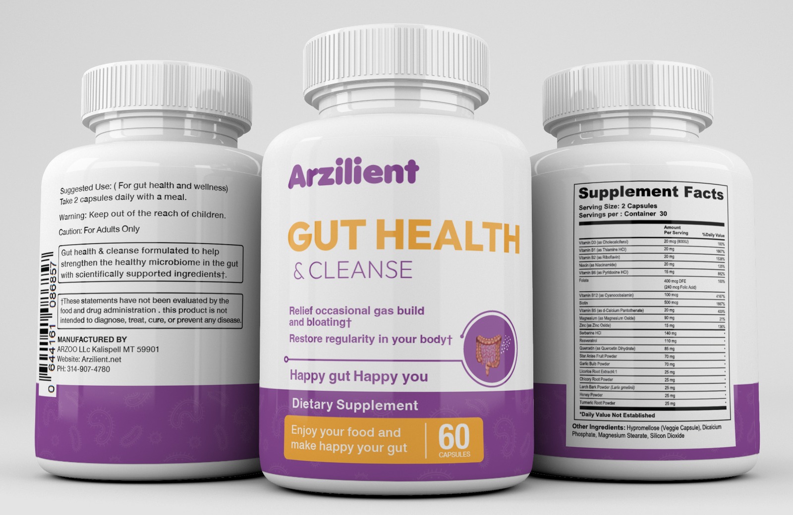 Arzilient Gut Health & Cleanse Supplement - Pack of 4